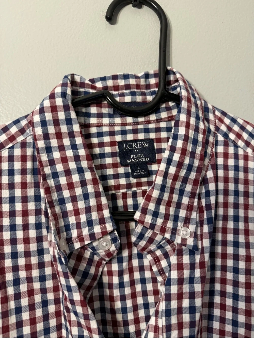 J. Crew Red Navy White Gingham Button-Down Shirt